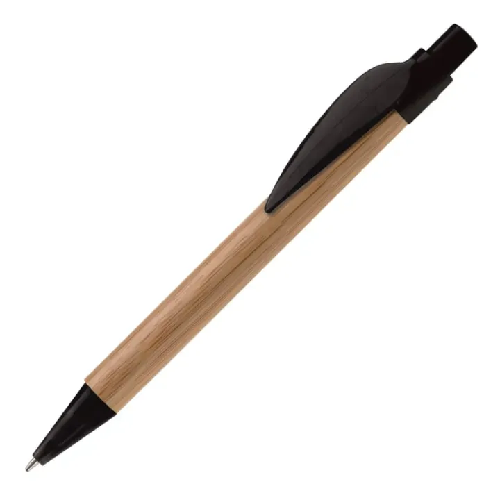 Bamboo pen with plastic leafclip - LT87518 (N0002)